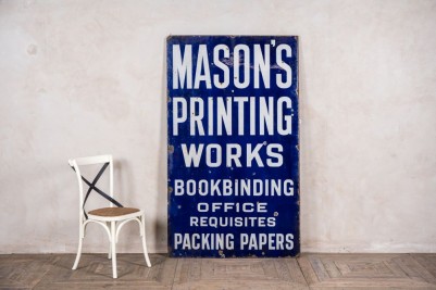 Vintage Enamel Mason's Printing Sign 